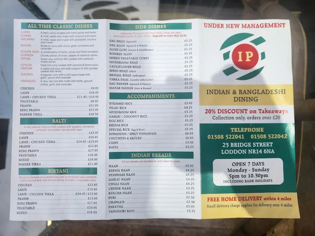 Menu_Indian Palace_Loddon_immagine_2