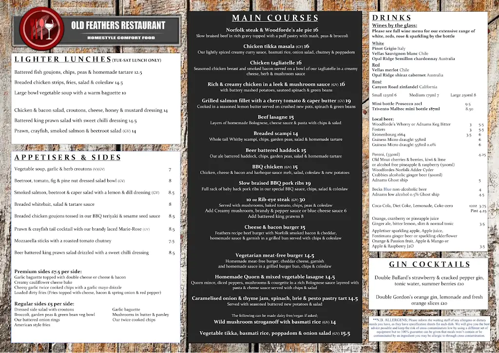 Menu_The Old Feathers_Loddon_image_1