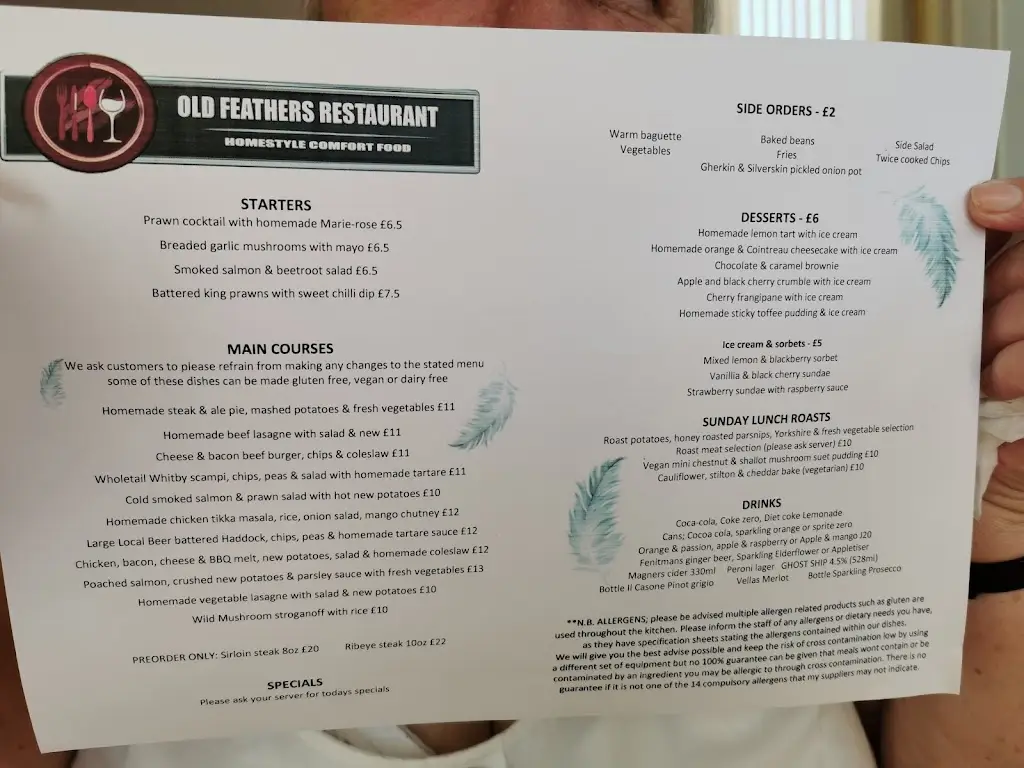 Menu_The Old Feathers_Loddon_image_2