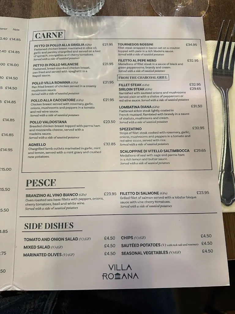 Menu_Villa Romana - Italian Restaurant Liverpool_Liverpool_imagen_1