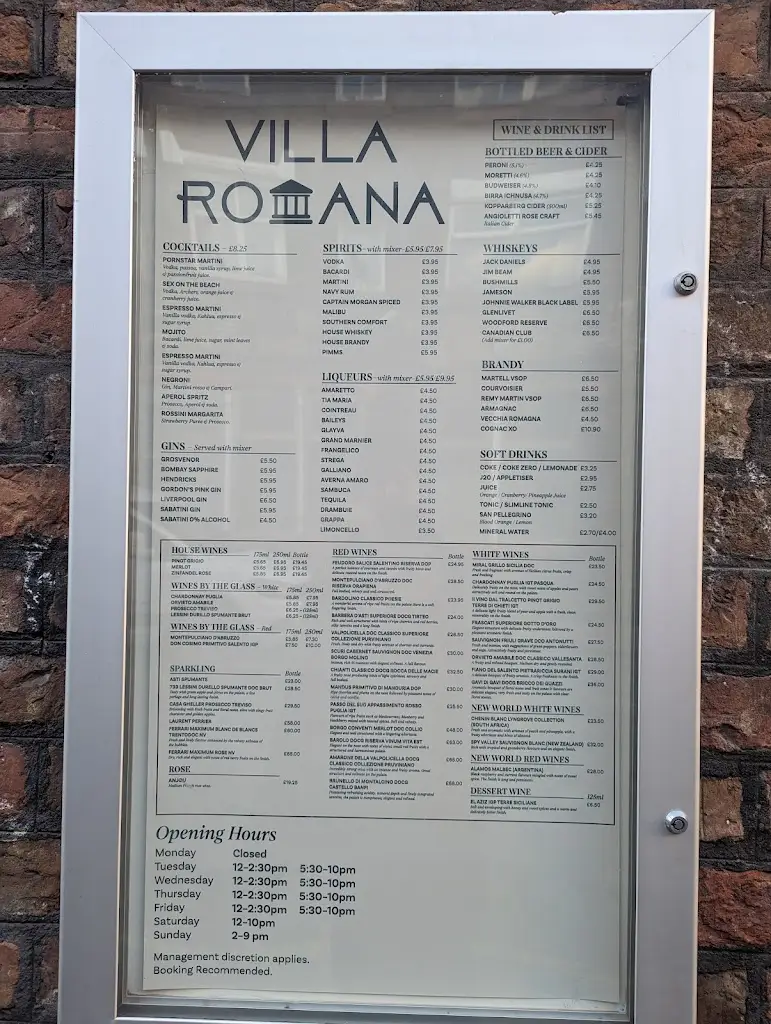Menu_Villa Romana - Italian Restaurant Liverpool_Liverpool_imagen_4