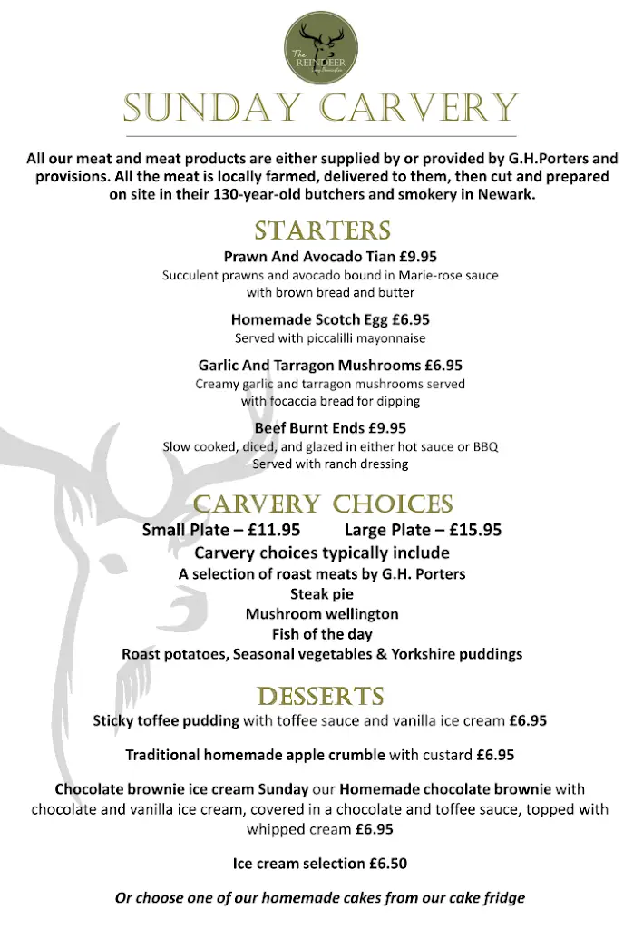 Menu_The Reindeer at Long Bennington_Long Bennington_image_1