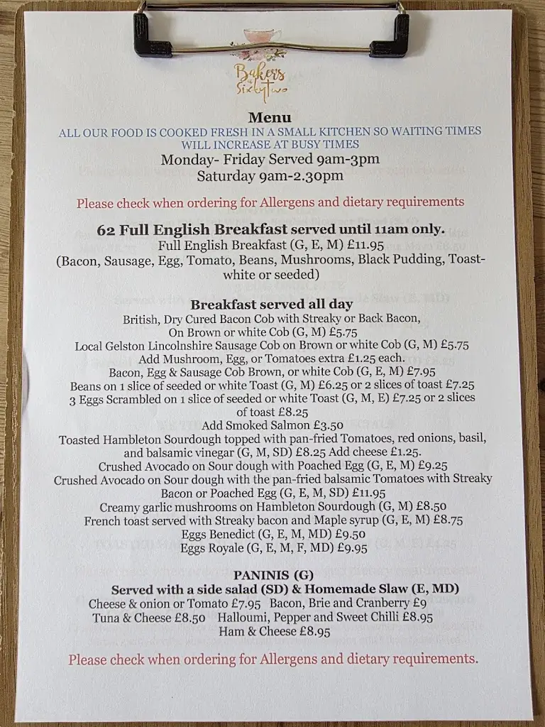 Menu_SixtyTwo_Long Bennington_image_4
