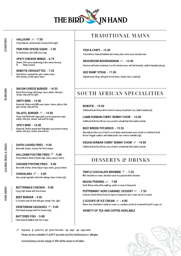 Menü_The Bird in Hand_Long Ashton_Bild_2