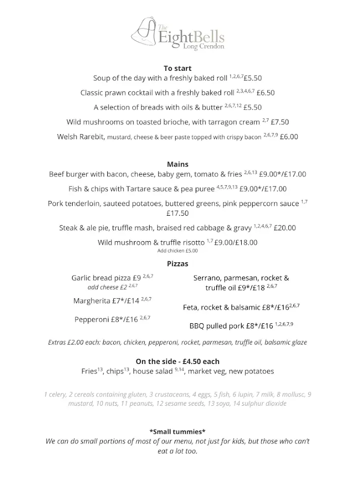 Menu_The Eight Bells_Long Crendon_image_1