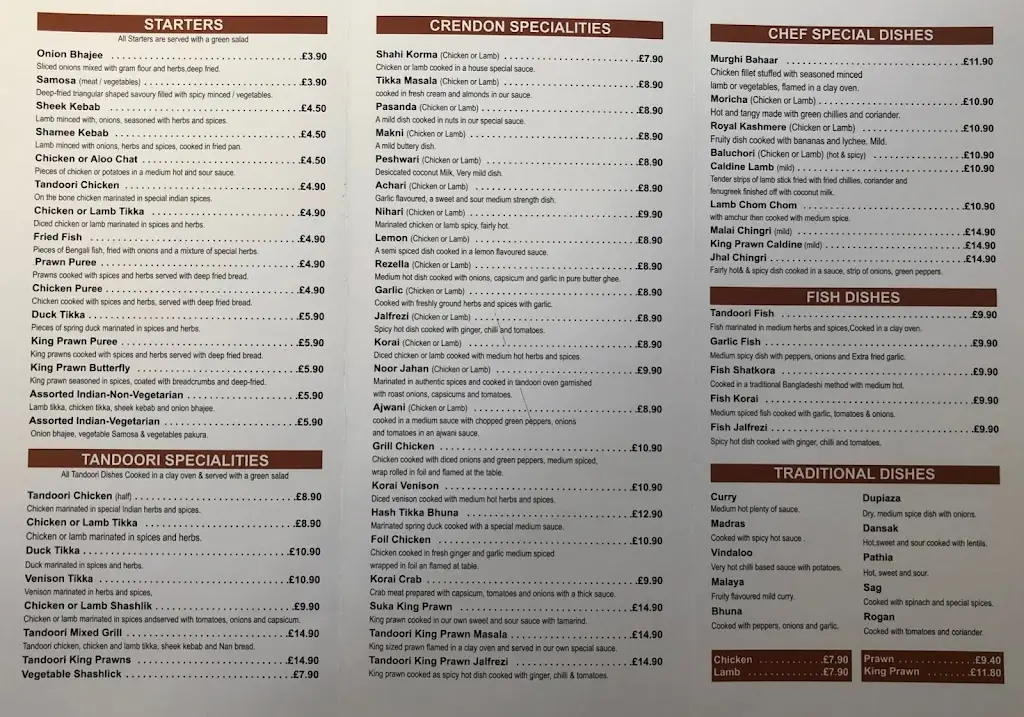 Menu_Crendon Indian Cuisine_Long Crendon_imagen_1
