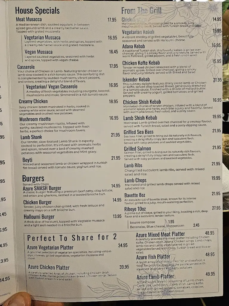 Menu_Azure restaurant Long Stratton_Long Stratton_image_1