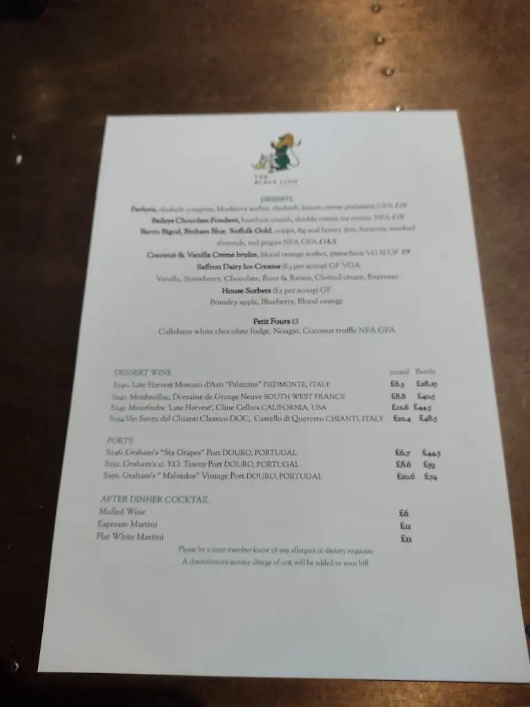 Menu_The Black Lion_Long Melford_image_1