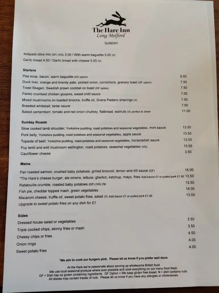 Menu_Hare Inn Long Melford_Long Melford_image_1