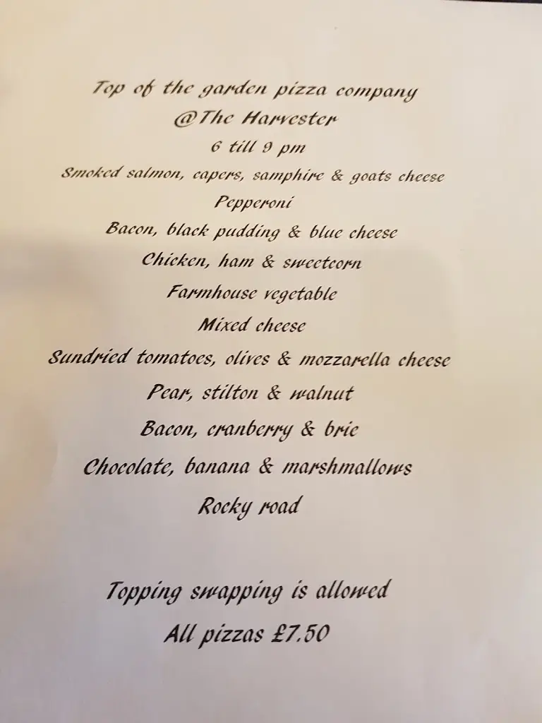 Menu_The Harvester_Long Itchington_image_3