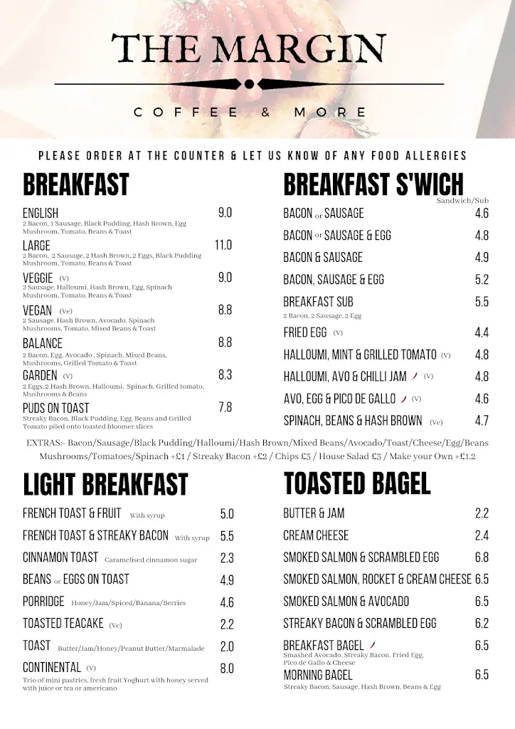 Menu_The Margin Cafe_Long Itchington_image_1