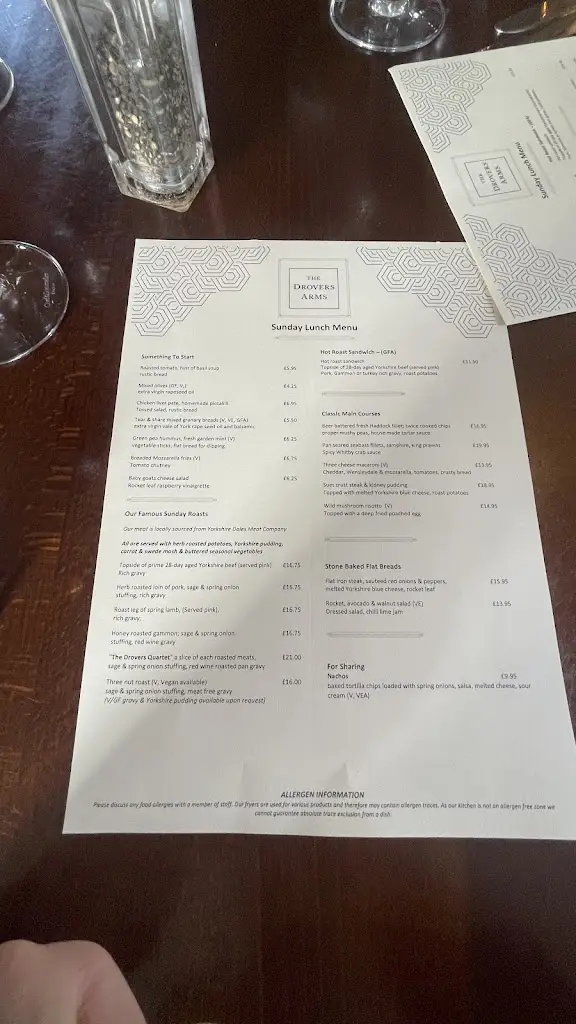 Menu_The Drovers Arms Restaurant & Country Pub_Barlby_image_4