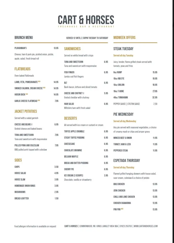 Menu_Cart & Horses_Abbots Langley_image_2