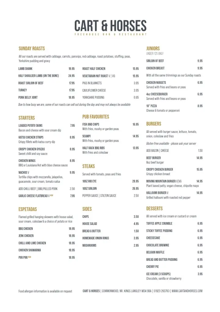 Menu_Cart & Horses_Abbots Langley_image_3