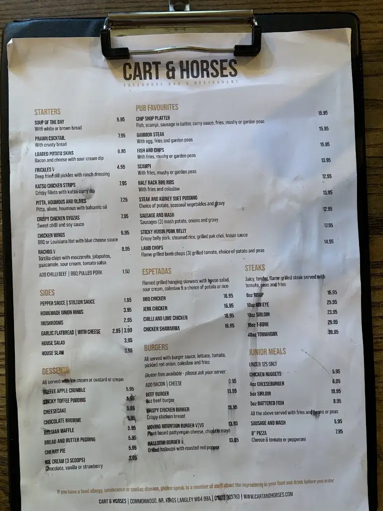 Menu_Cart & Horses_Abbots Langley_image_4