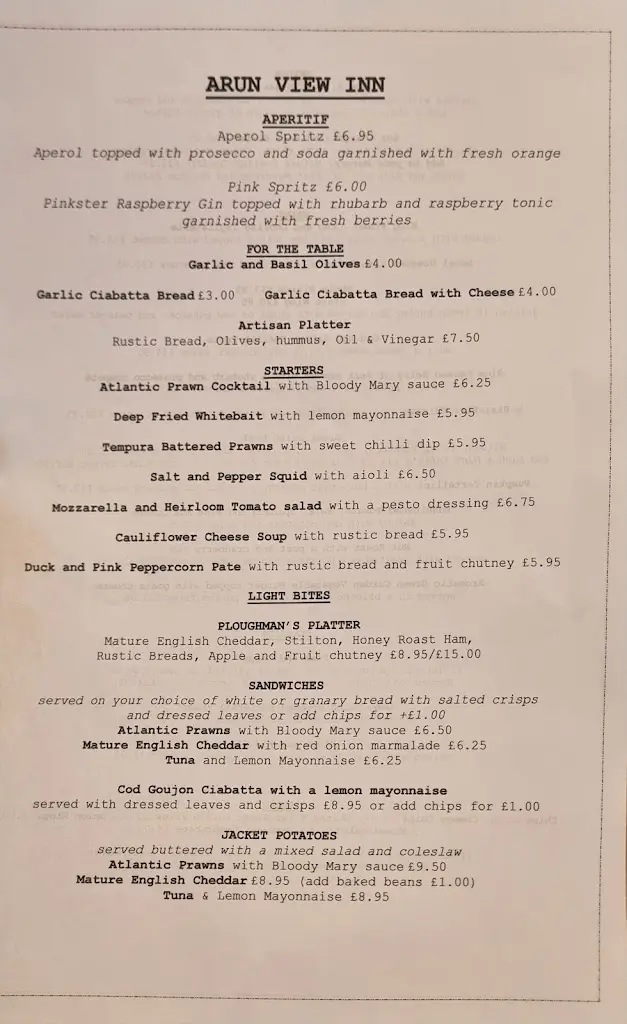 Menu_Arun View Inn_Littlehampton_immagine_2