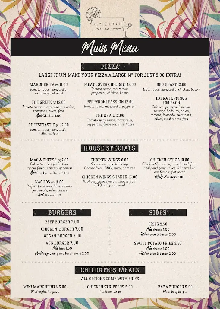 Menu_Arcade Lounge_Littlehampton_imagen_1