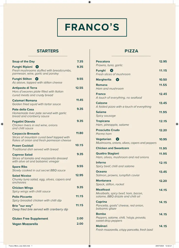 Menu_Francos Restaurant_Longridge_image_1