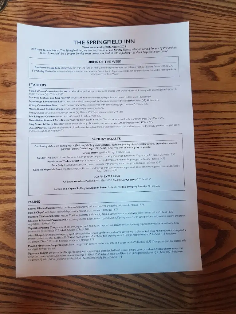 Menu_The Springfield Inn_Lowdham_image_2