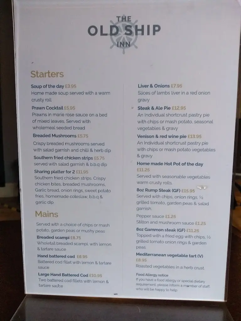 Menu_The Old Ship Inn_Lowdham_image_1