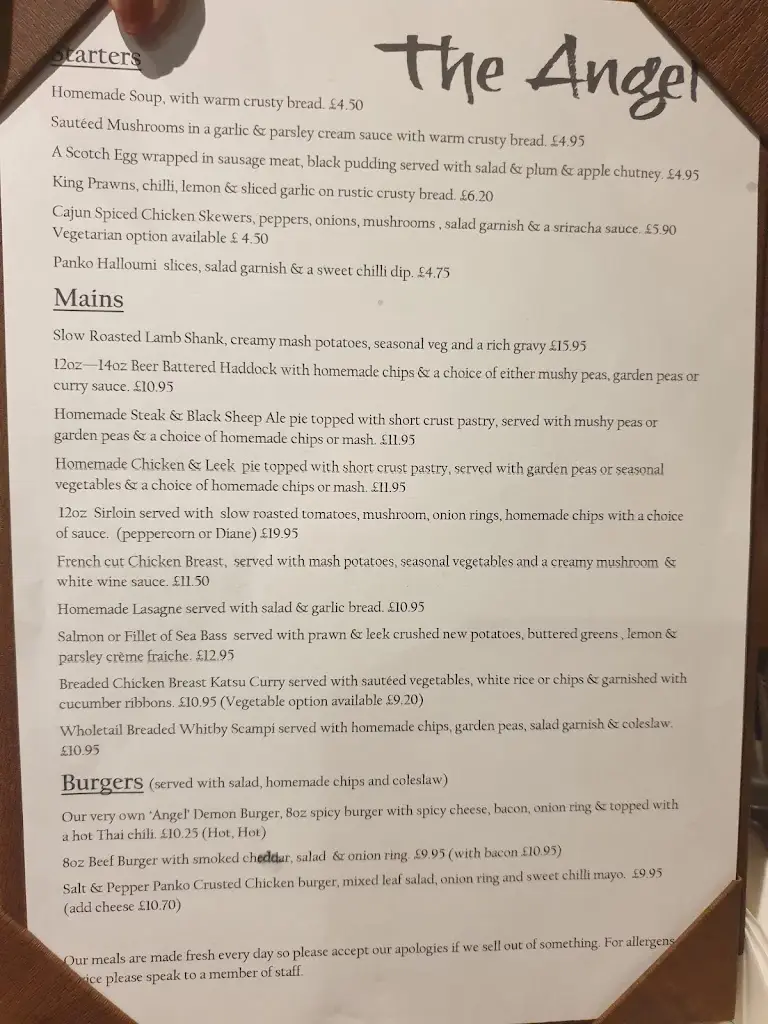 Menu_The Angel_Low Ackworth_image_4