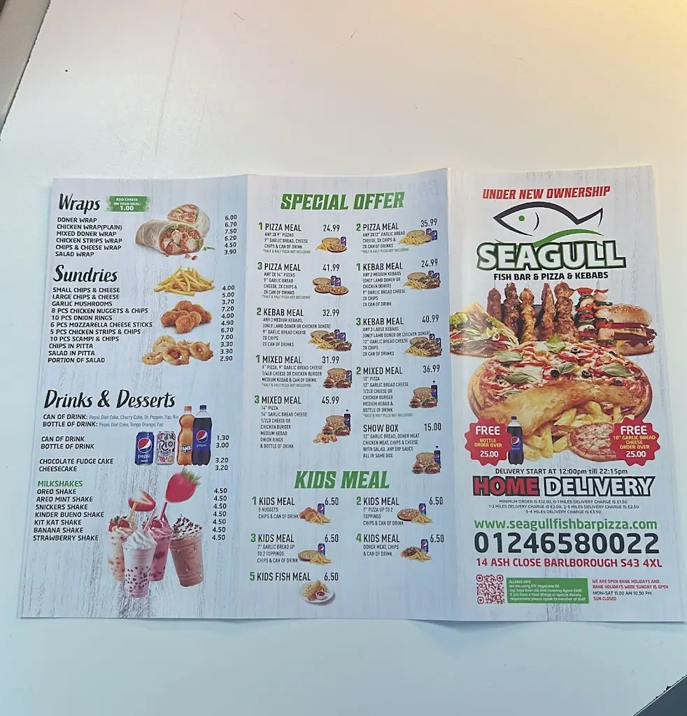 Menu_Seagull Fish Bar Pizza and Kebab_Barlborough_immagine_2