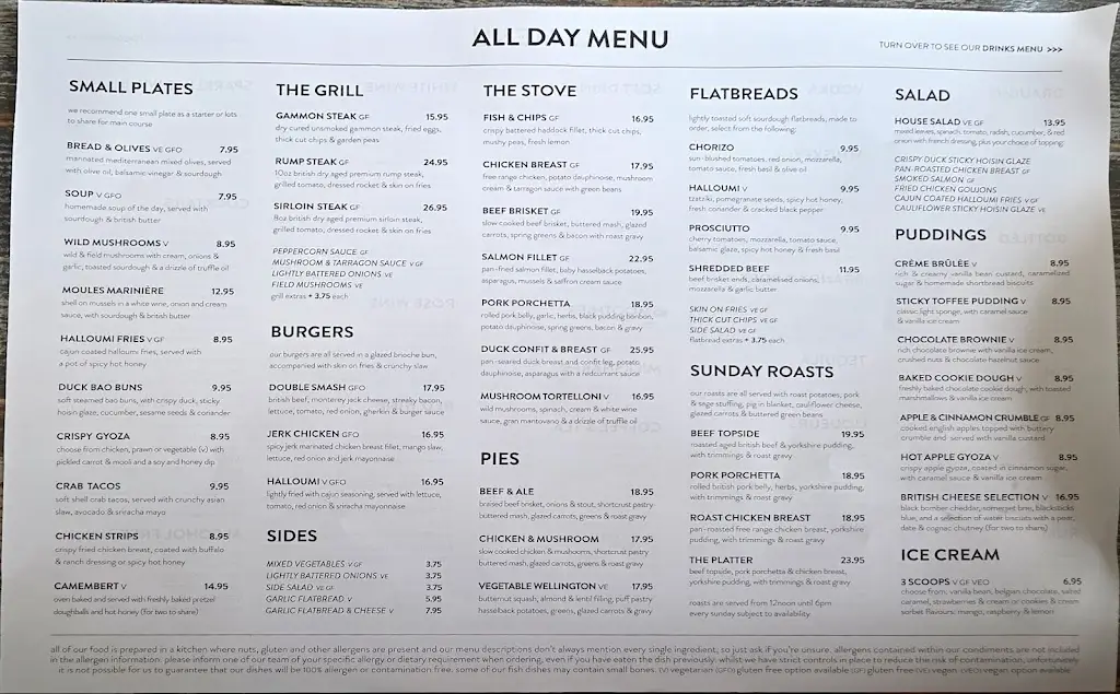Menu_The Priory_Loughborough_image_1