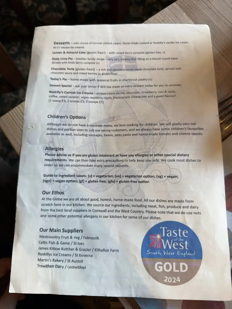 Menu_The Globe Inn_Lostwithiel_image_1
