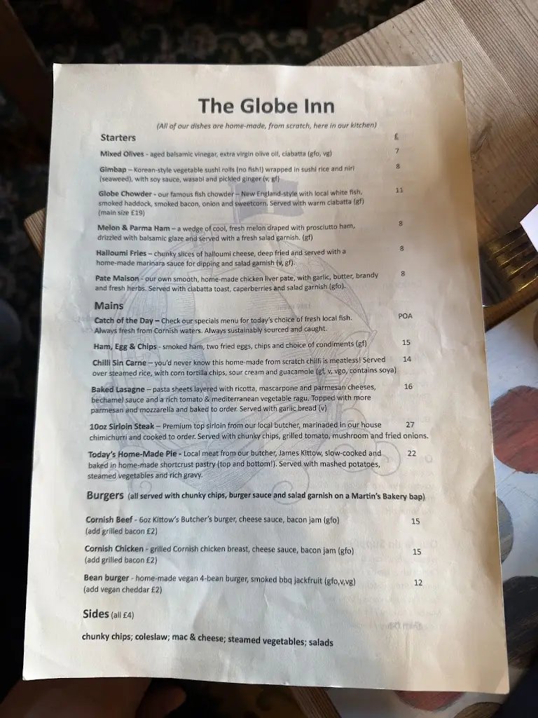 Menu_The Globe Inn_Lostwithiel_image_2