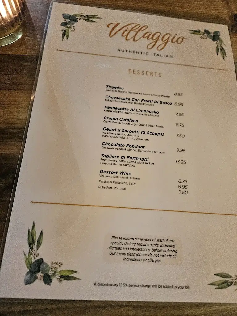 Menu_Villaggio Restaurant 🇮🇹_Barnet_image_3