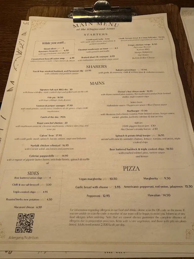 Menu_The Kingswood Arms, Banstead_Lower Kingswood_image_2