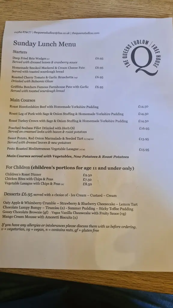Menu_The Queens_Ludlow_image_1