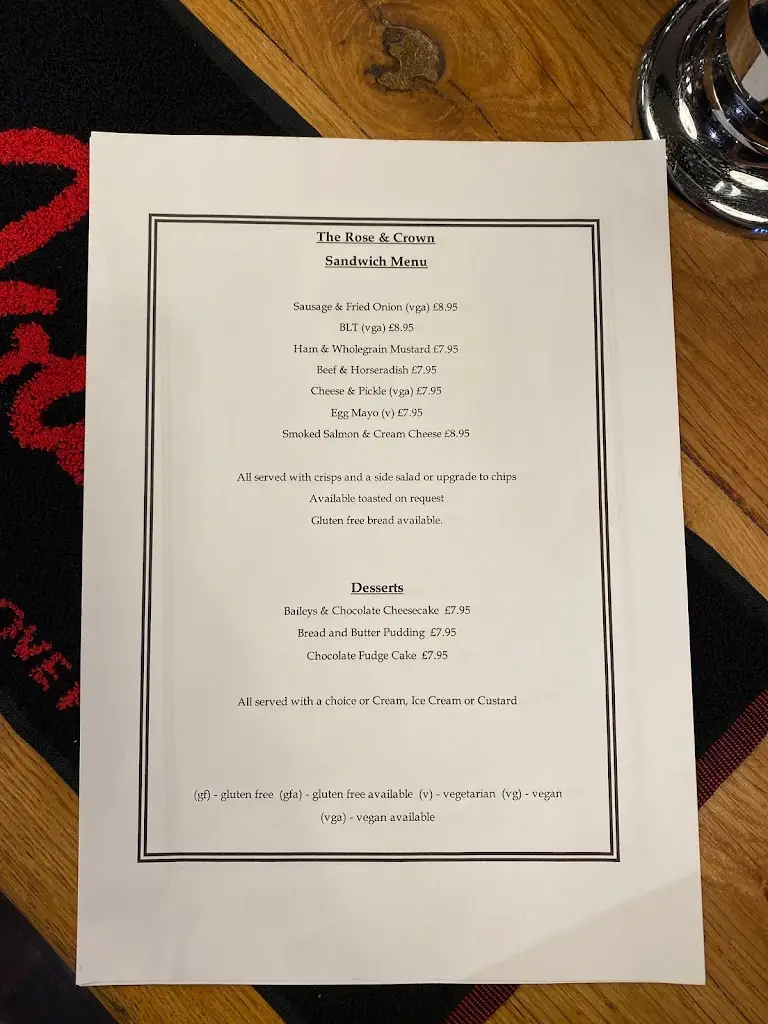 Menu_Rose & Crown, Ludlow_Ludlow_immagine_2