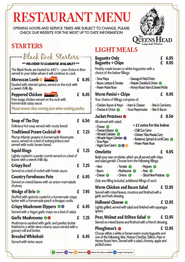Menu_The Queens Head_Ludgershall_image_3
