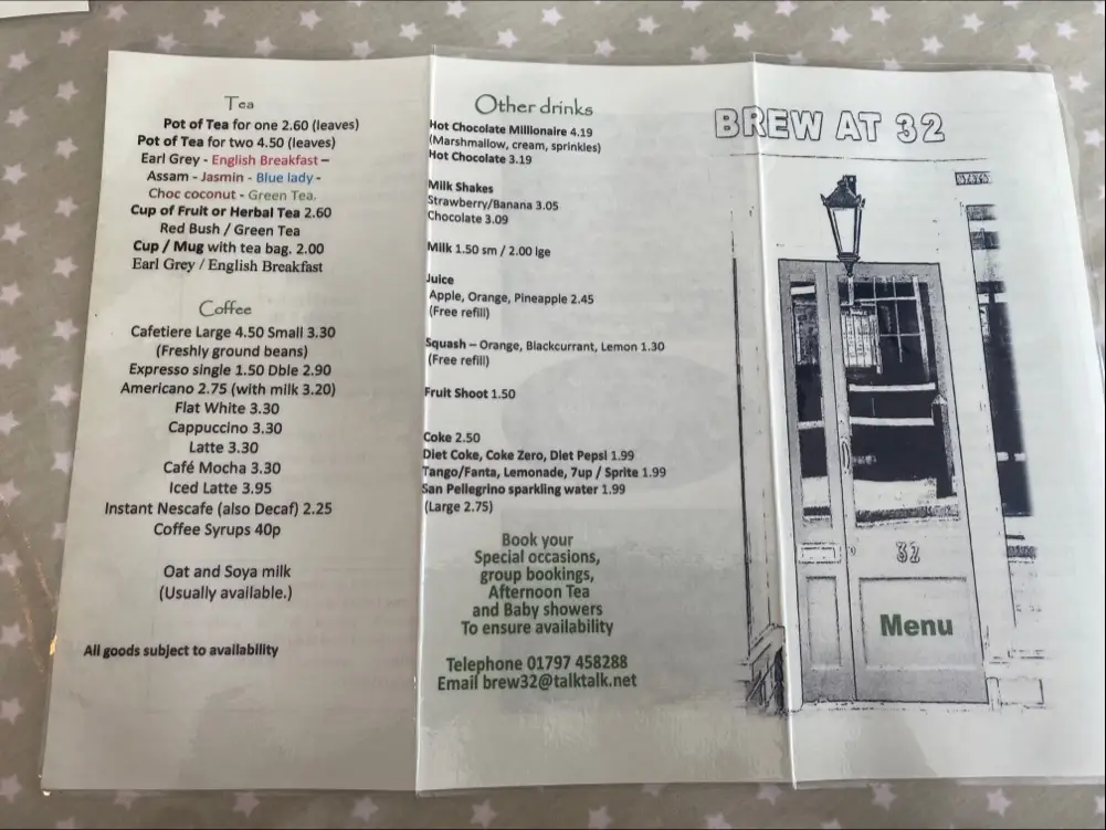 Menu_Brew at 32_Lydd_image_1