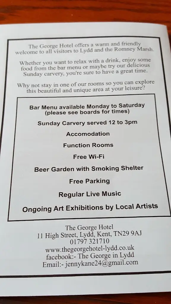 Menu_The George Hotel_Lydd_image_4