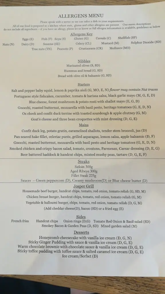 Menu_The Green Dragon_Barnet_image_1