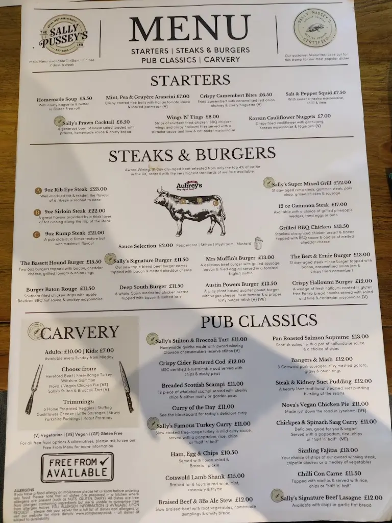 Menu_The Sally Pussey's Inn_Lydiard Millicent_immagine_4
