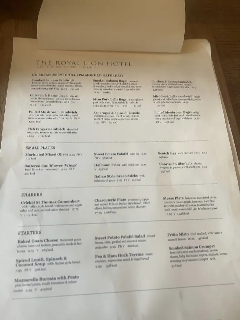 Menu_The Royal Lion_Lyme Regis_image_1