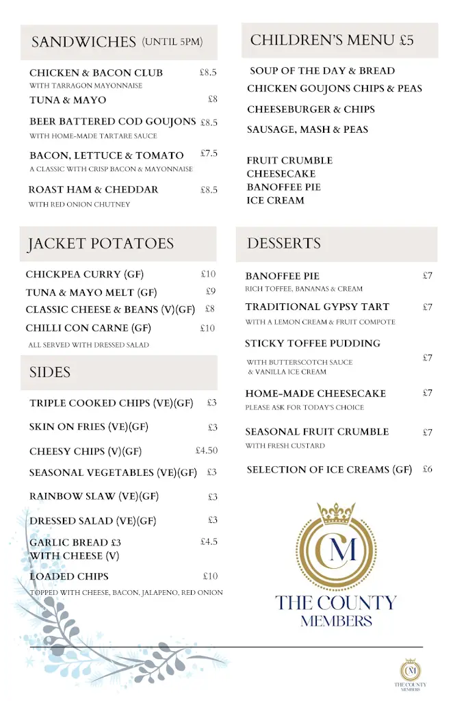 Menu_The County Members_Lympne_image_1