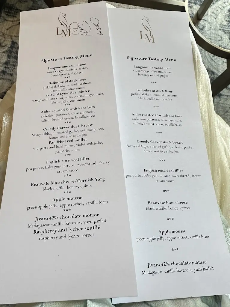 Menu_Michael Caines Restaurant at Lympstone Manor_Lympstone_image_1