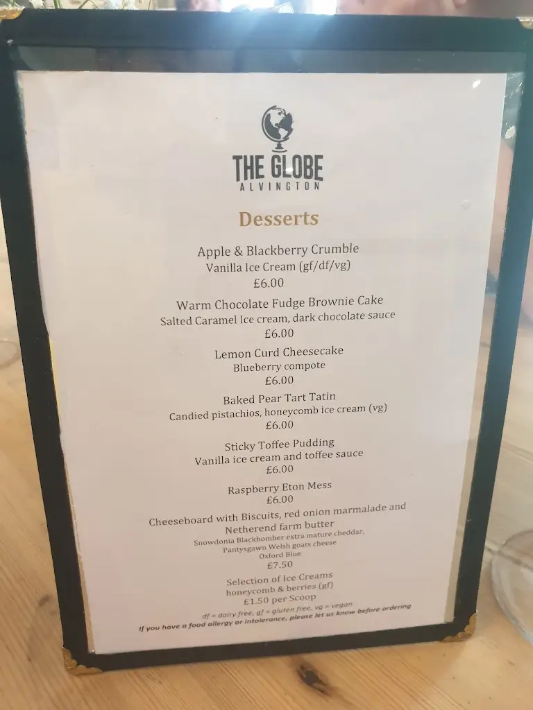 Menu_The Globe Inn, Alvington_Lydney_image_1