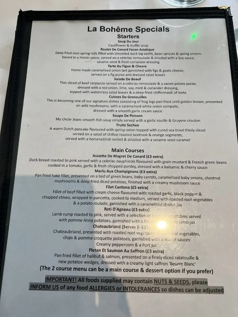 Menu_La Boheme_Lymm_image_2