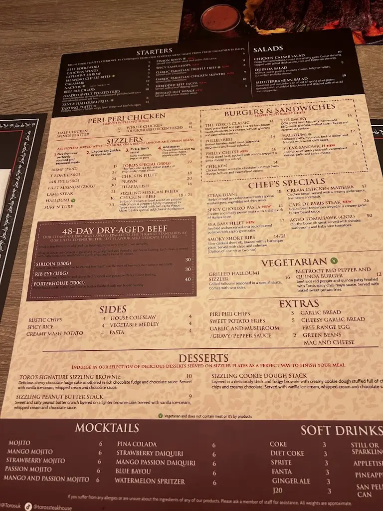 Menu_Toro’s Steakhouse_Luton_image_1