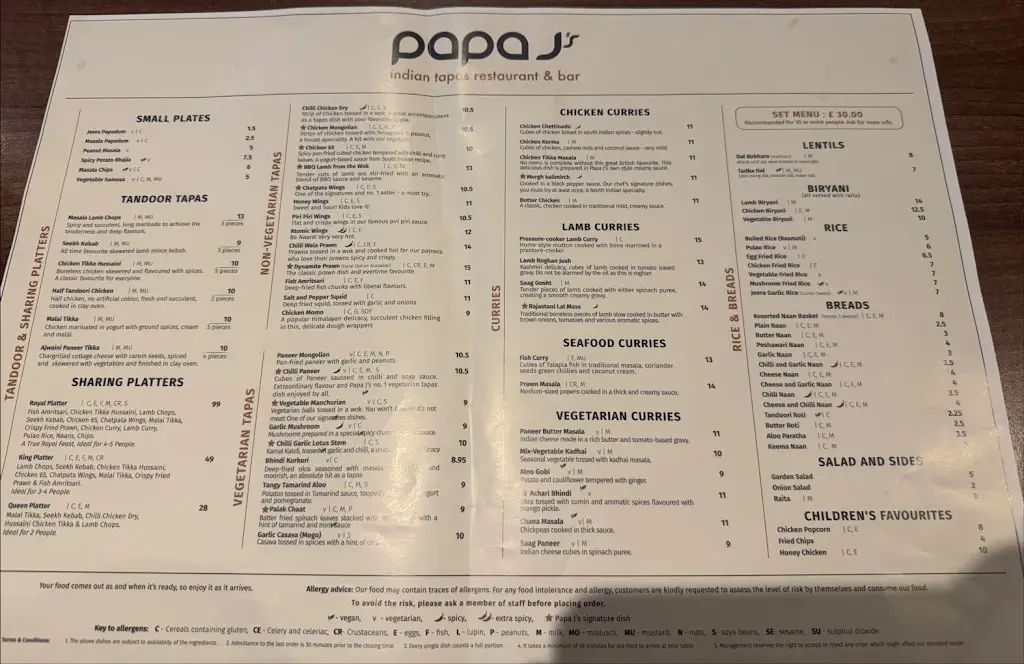 Menu_Papa J's Indian Tapas Restaurant_Luton_image_1