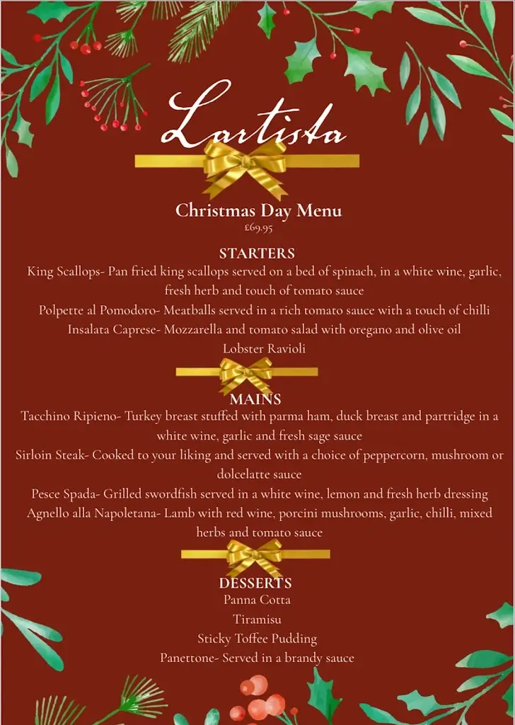 Menu_Lartista Ristorante_Luton_image_2