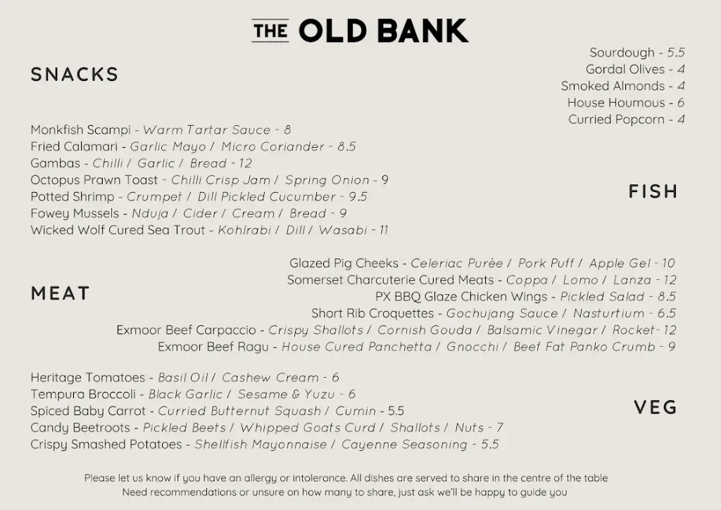 Menu_The Old Bank_Lynton_image_1