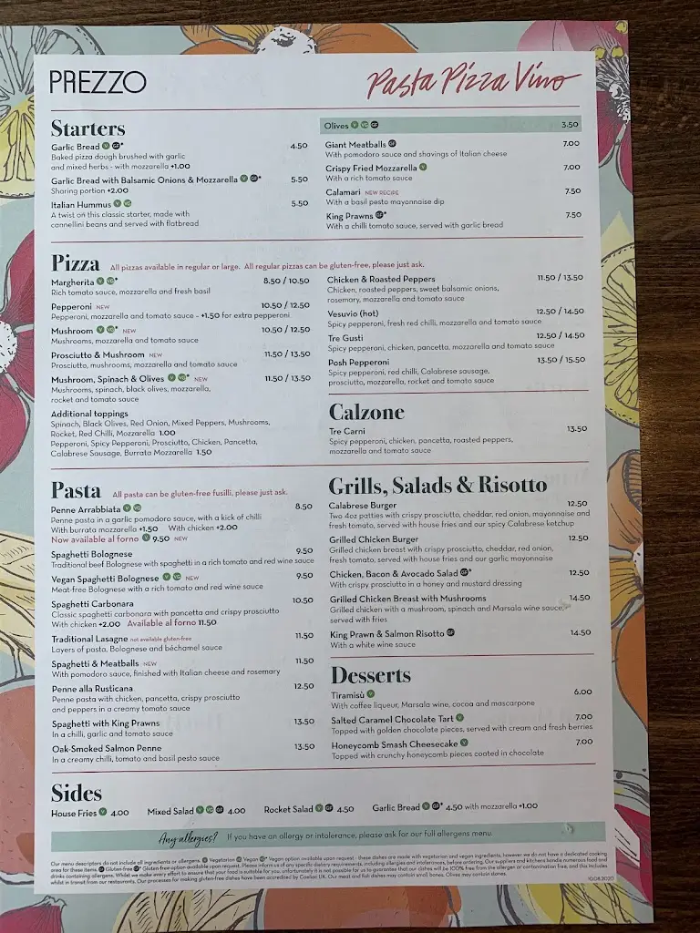 Menu_Prezzo Italian Restaurant Lymington_Lymington_immagine_4