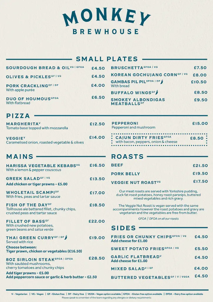 Menu_Monkey Brewhouse_Lymington_imagen_1