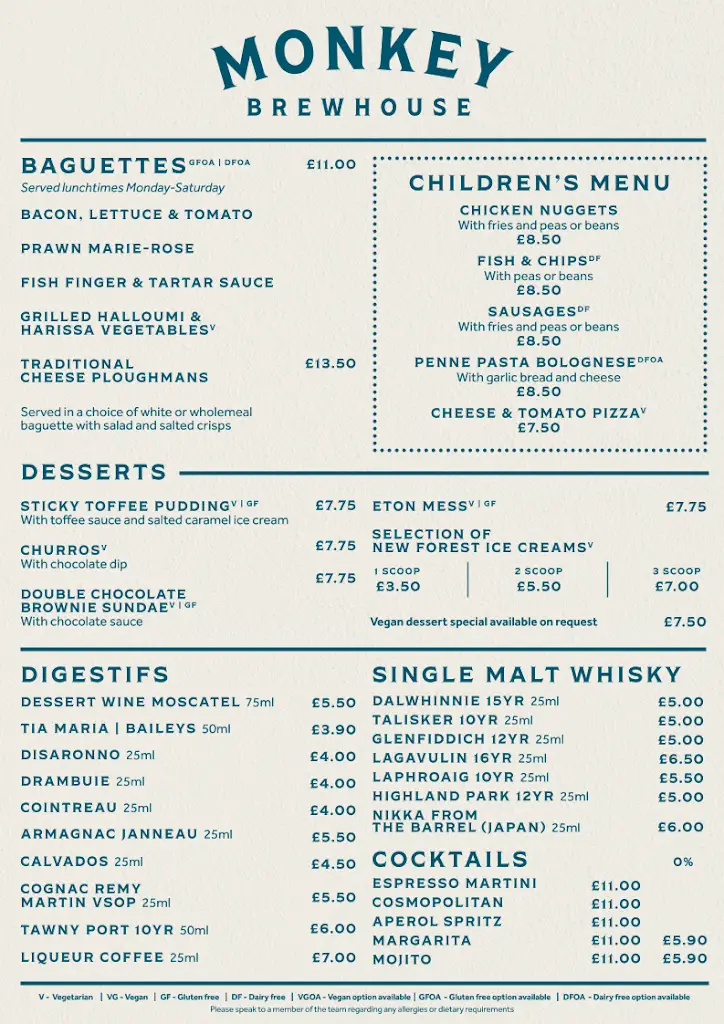 Menu_Monkey Brewhouse_Lymington_imagen_3